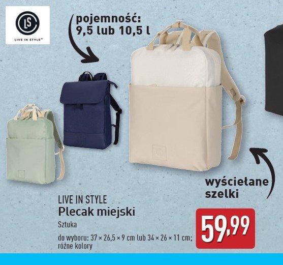 Plecak miejski 9.5 l Live in style promocja
