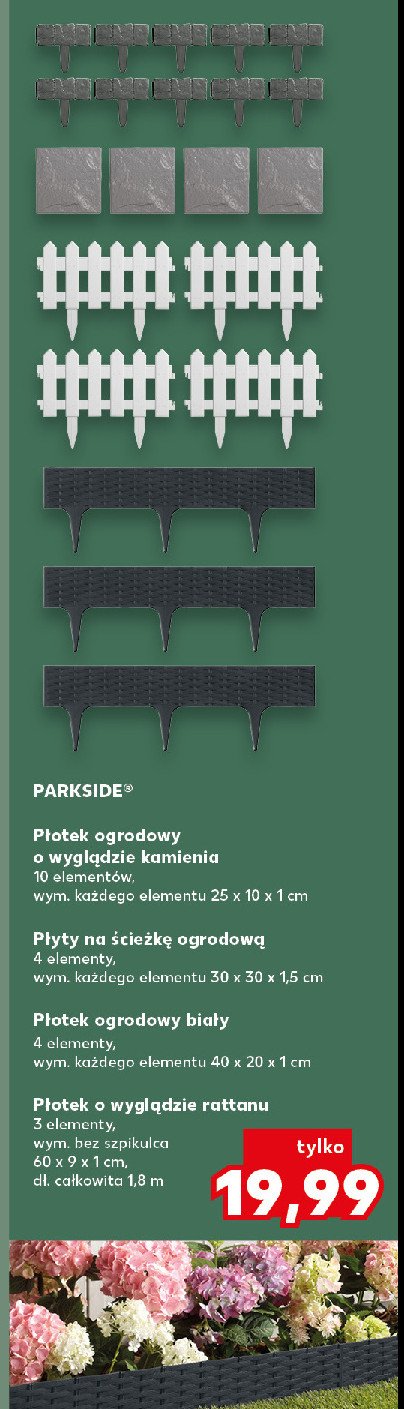 Płotek ogrodowy o wyglądzie kamienia Parkside promocja w Kaufland