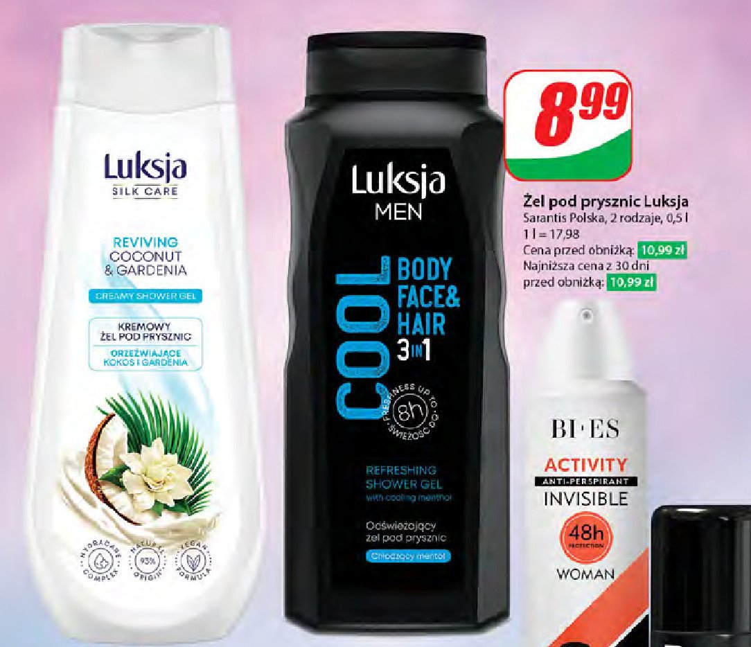 Żel pod prysznic kokos Luksja silk care promocja