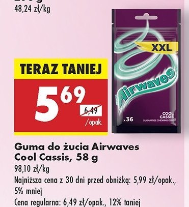 Guma do żucia cool cassis xxl Airwaves promocja w Biedronka