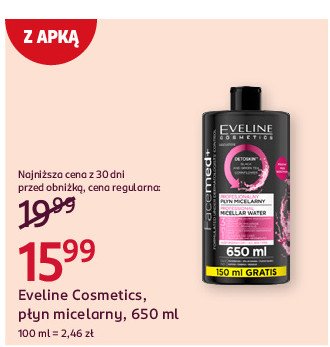 Płyn micelarny hialuronowy 3 w 1 do skóry wrażliwej i suchej Eveline facemed+ promocja w Rossmann