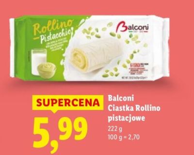 Ciastka Rollino pistacjowe Balconi promocja w Lidl
