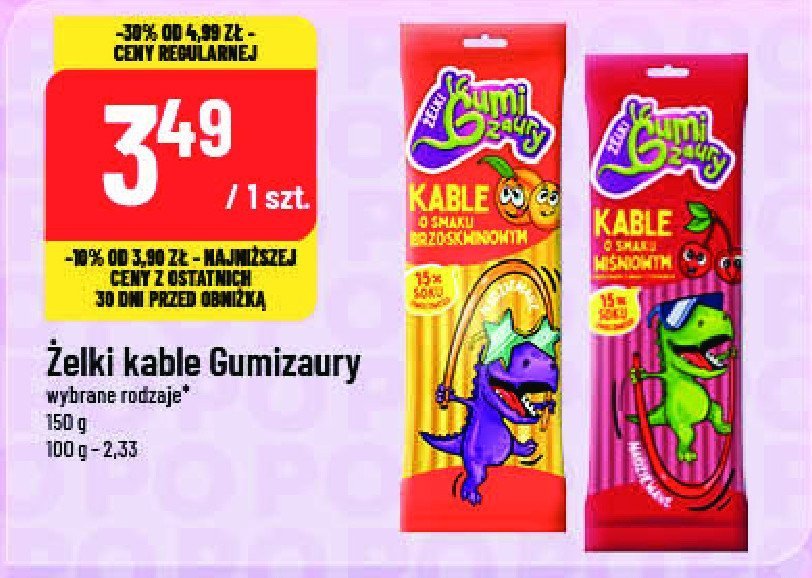 Żelki kable wiśniowe Żelki gumizaury promocja