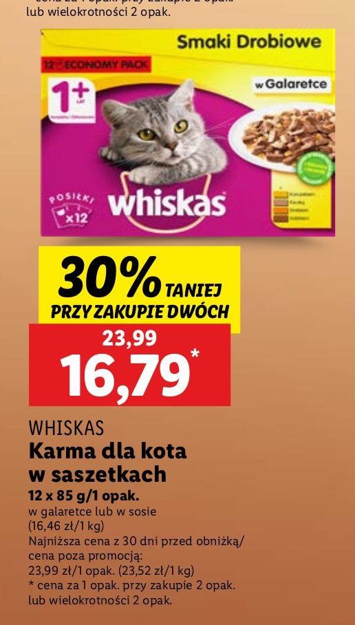 Karma dla kota smaki drobiowe w galaretce Whiskas promocja