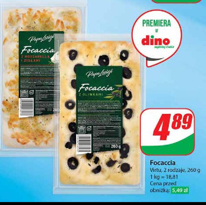 Focaccia z mozzarelą i ziołami Papa luigi promocja