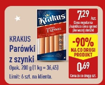 Parówki z szynki KRAKUS promocja w Aldi
