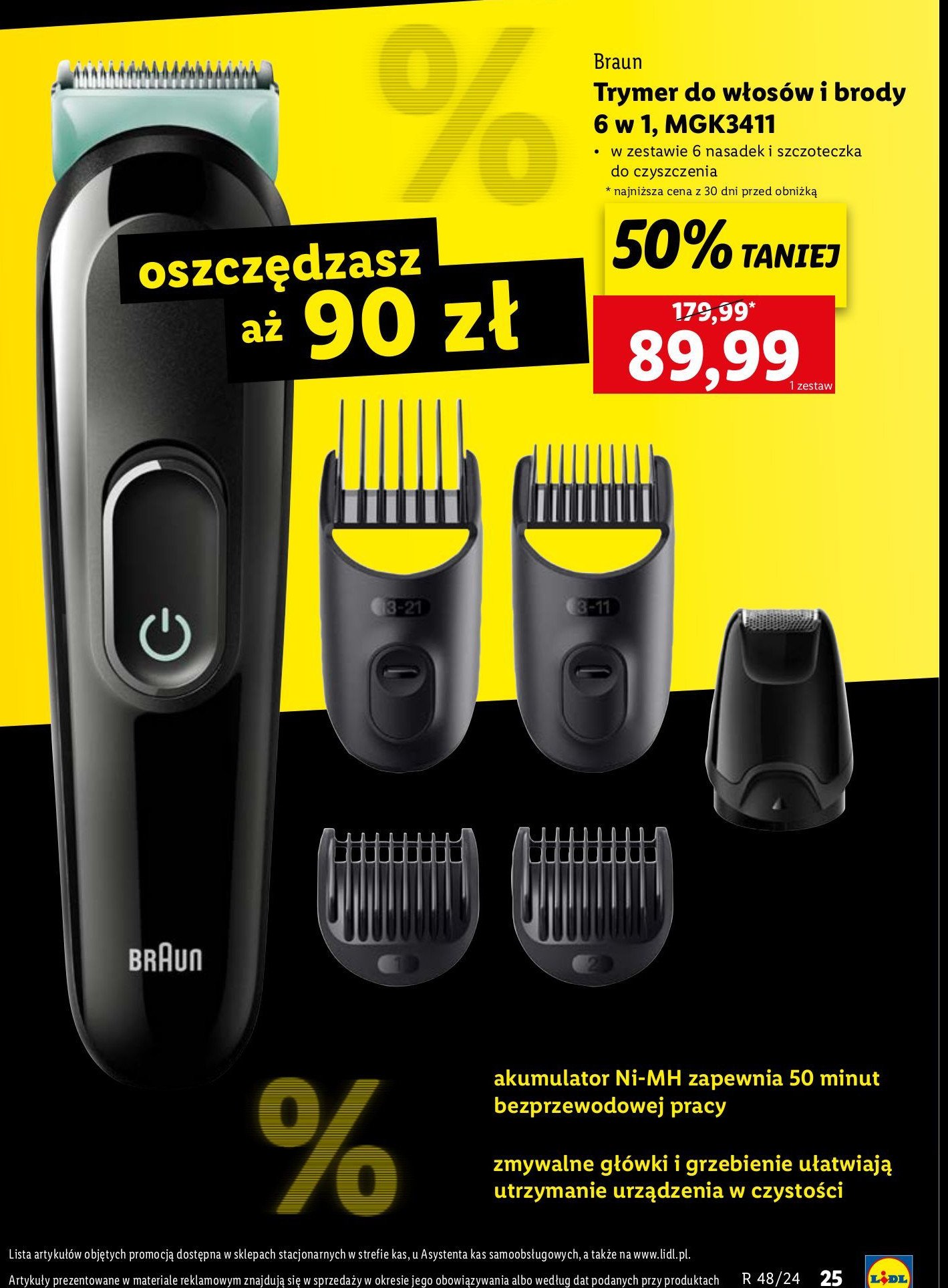 Trymer do włosów i brody 6w1 mgk3411 Braun promocja w Lidl