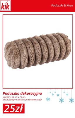 Poduszka dekoracyjna ze sztucznego futerka w prążkowany wzór promocja w KiK