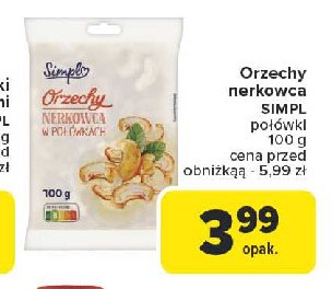 Orzechy nerkowca połówki Simpl promocja w Carrefour