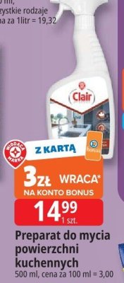 Clair preparat do mycia powierzchni kuchennych promocja w Leclerc
