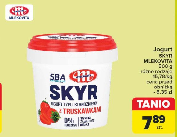 Jogurt truskawkowy Mlekovita sba skyr promocja