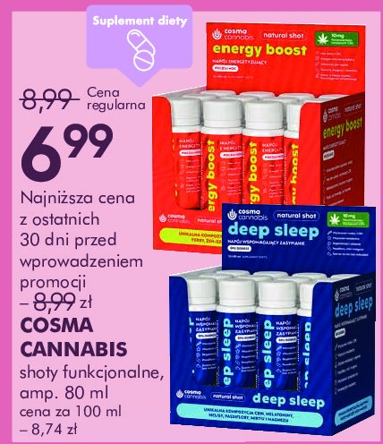 Shot energy boost COSMA CANNABIS promocja w Super-Pharm