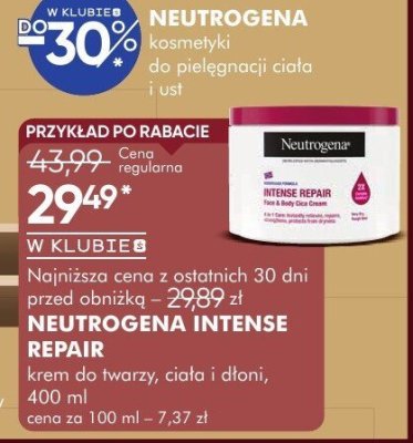 Krem NEUTROGENA INTENSE REPAIR krem do twarzy, ciała i dłoni, 400 ml promocja w Super-Pharm