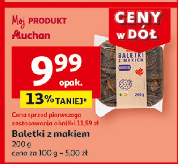 Ciastka baletki z makiem Auchan promocja w Auchan