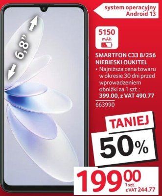 Smartfon OUKITEL C33 8/256 niebieski promocja w Selgros