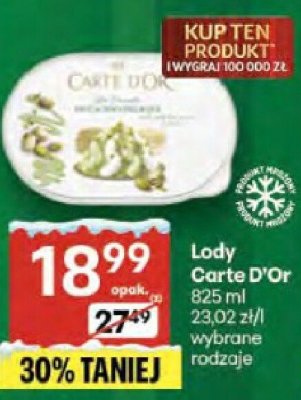 Lody Carte d'Or różne rodzaje promocja w Delikatesy Centrum