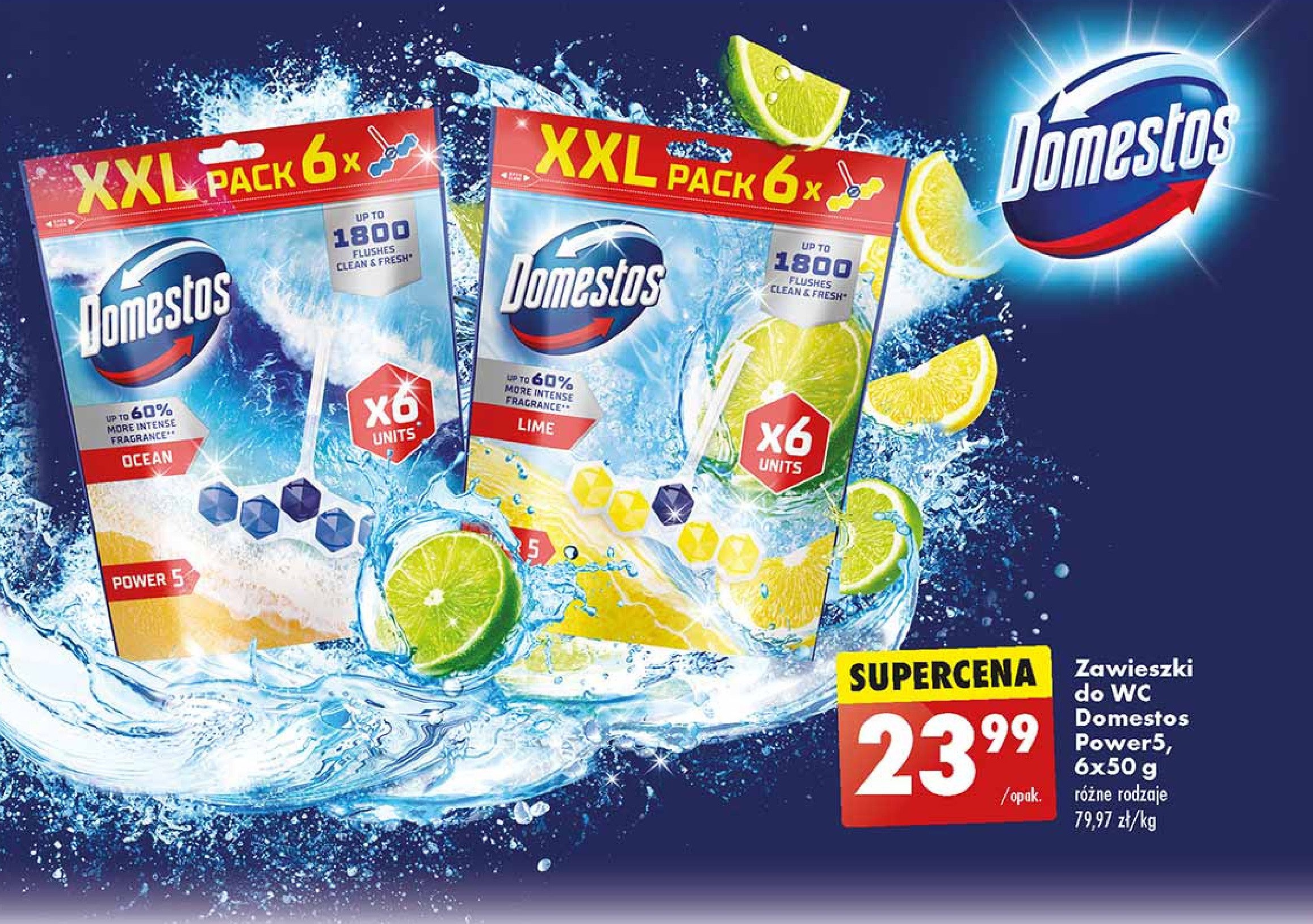 Zawieszki do wc lemon Domestos power5 promocja