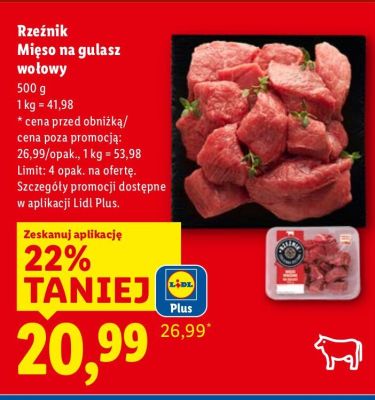 Mięso na gulasz wołowy  promocja w Lidl