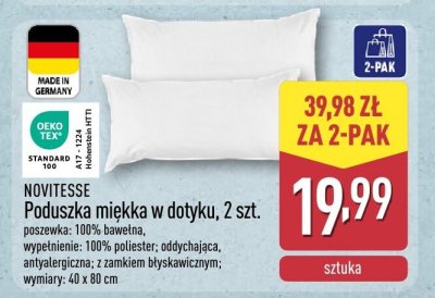 Poduszka miękka w dotyku 40x80 cm 2 szt. promocja w Aldi