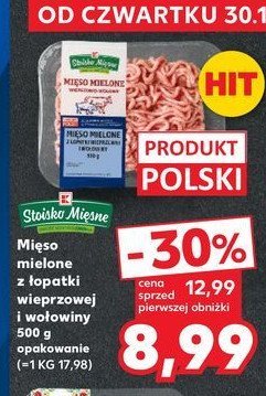 Mięso mielone z łopatki wieprzowej i wołowiny Stoisko mięsne promocja