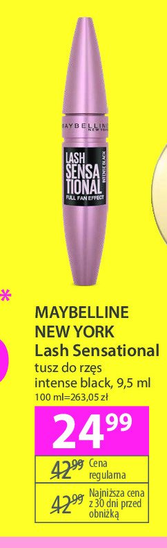 Tusz do rzęs black Maybelline lash sensational promocja w Hebe