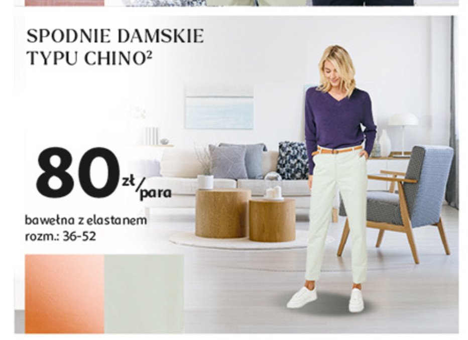 Spodnie damskie chinosy Auchan inextenso promocja