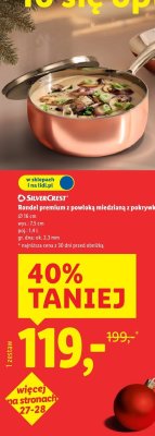 Rondel premium SILVERCREST z powłoką miedzianą z pokrywką 16 cm promocja w Lidl