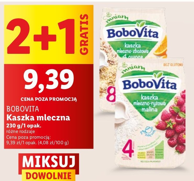 Kaszka mleczno-zbożowa 4 owoce Bobovita promocja