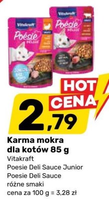 Karma mokra dla kotów Vitakraft Poesie Deli Sauce Junior / Poesie Deli Sauce różne smaki 85 g promocja w Bricomarche