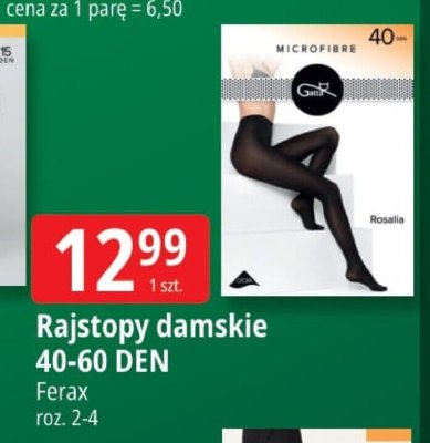 Rajstopy damskie 40-60 DEN Ferax promocja w Leclerc