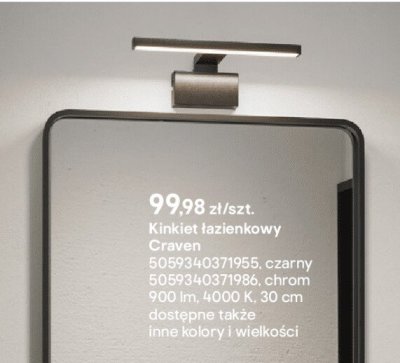 Kinkiet łazienkowy Craven promocja w Castorama