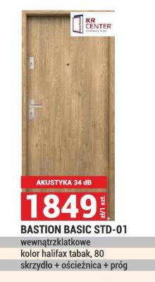 Drzwi BASTION BASIC STD-01 wewnątrzklatkowe kolor biali tabak, 80 skrzydło + ościeżnica + próg promocja w Merkury Market