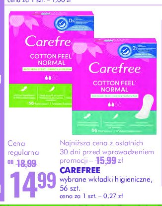 Wkładki with cotton Carefree promocja