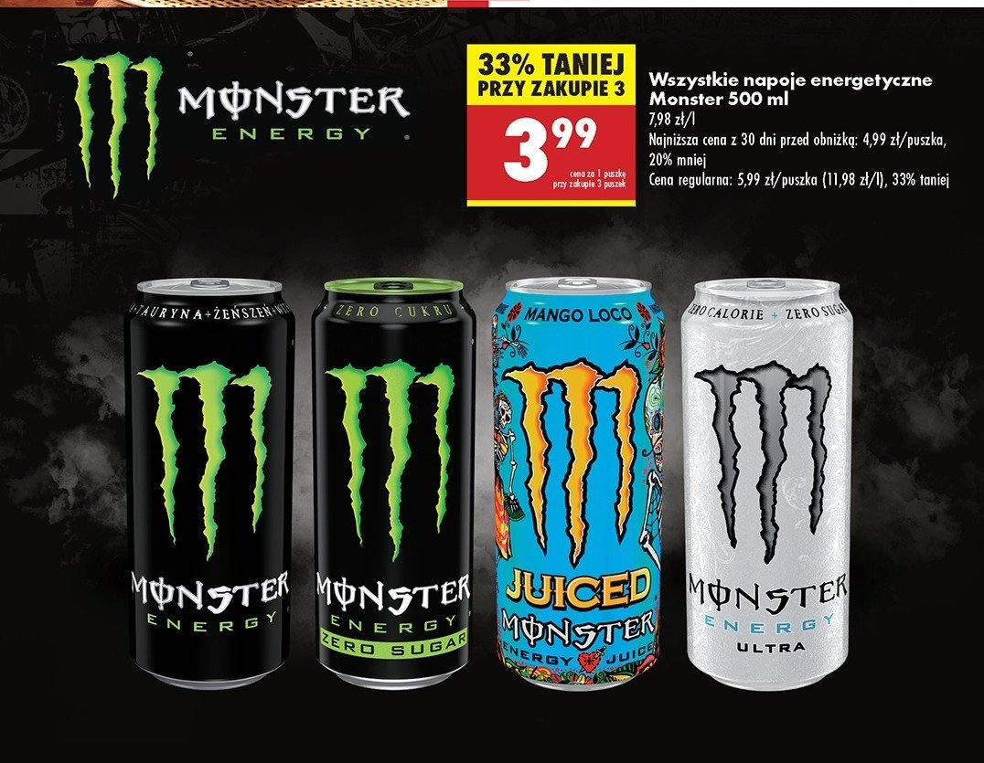 Napoj energetyczny Monster energy zero promocja