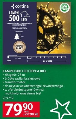 Lampki 500 LED ciepła biel promocja w Selgros