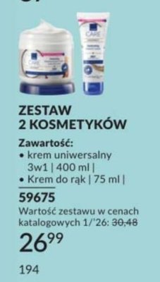 Zestaw 2 kosmetyków - Krem uniwersalny 3w1 400ml, Krem do rąk 75ml promocja w AVON