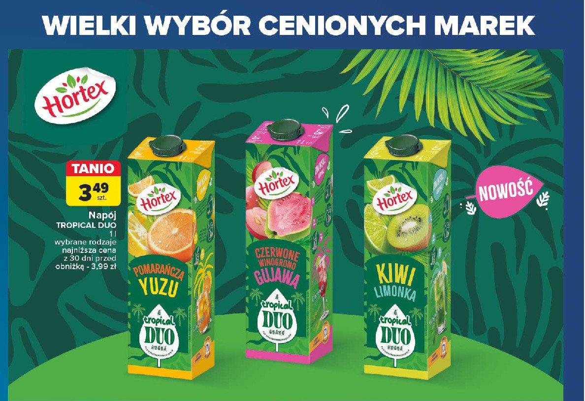 Napój czerwone winogrono-gujawa Hortex tropical duo promocja w Carrefour