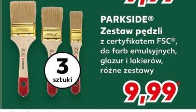 Zestaw pędzli z certyfikatem FSC, do farb emulsyjnych, glazur i lakierów, różne zestawy PARKSIDE 3 sztuki promocja w Kaufland