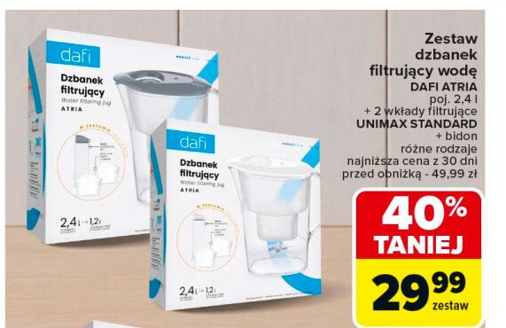 Dzbanek filtrujący 2.4 l + 2 wkłady Dafi promocja w Carrefour