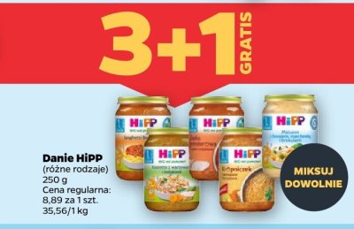 Danie dla dzieci w słoiczku, różne rodzaje 3+1 GRATIS HiPP promocja w Netto