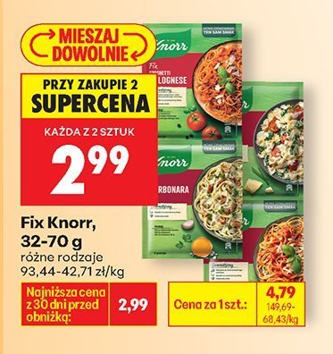 Fix Knorr, 32-70 g różne rodzaje promocja w Biedronka