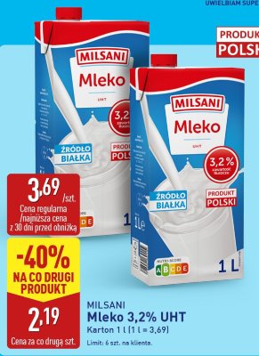 Mleko 3,2% UHT promocja w Aldi
