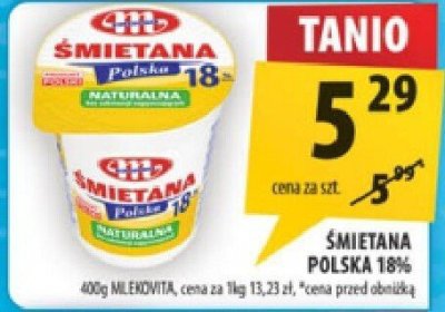 Śmietana Polska 18% Mlekovita promocja w Arhelan