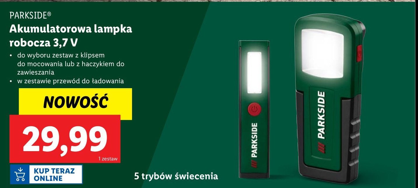 Lampa robocza 3.7 v Parkside promocja w Lidl