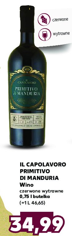 Wino IL CAPOLAVORO PRIMITIVO DI MANDURIA promocja