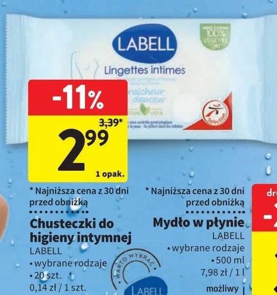 Chusteczki do higieny intymnej Labell promocja