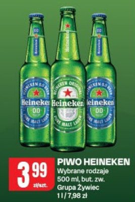 Piwo Heineken Wybrane rodzaje 500 ml, but. zw. Grupa Żywiec promocja w Chorten