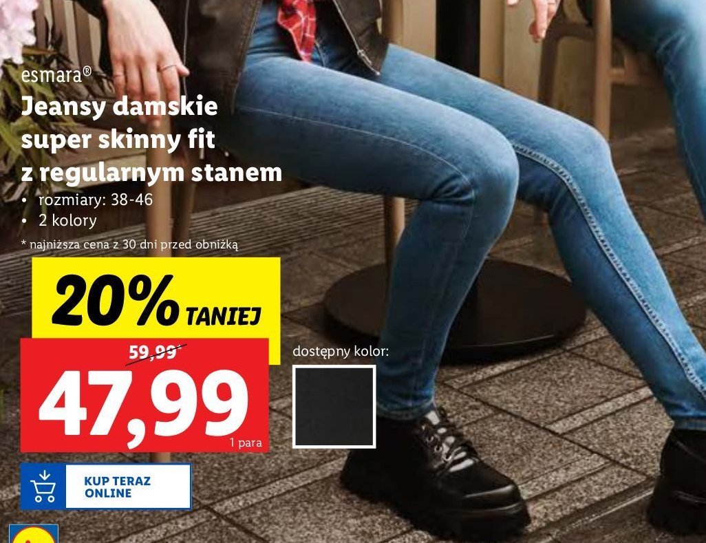 Jeansy damskie super skinny fit Esmara promocja