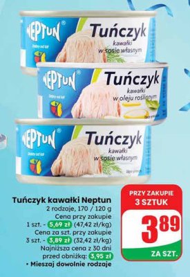 Tuńczyk kawałki Neptun w oleju roślinnym promocja w Dino
