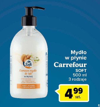 Kremowe mydło w płynie sweey almond & orange water Carrefour soft promocja